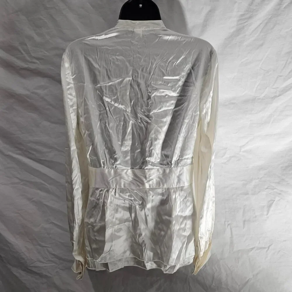 Vintage y2k 90s silk white coquette Victorian vampire top - Picture 4 of 5